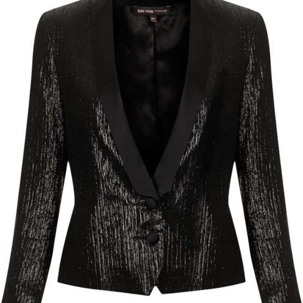 Kate Moss for Topshop lame tuxedo jacket size 4